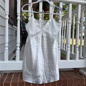 Jones New York White Silky Satin Lace Lingerie Slip Dress Size Large Women’s